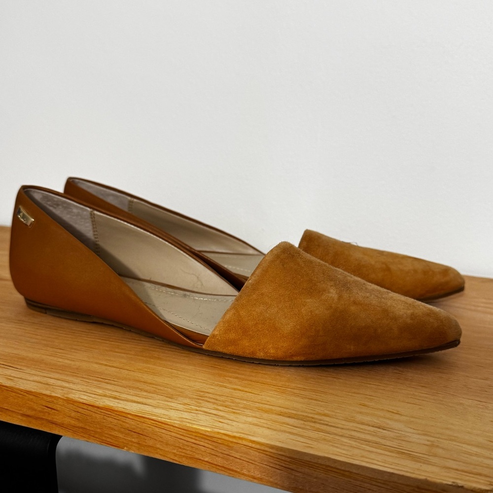 Calvin Klein Tan Suede Flats